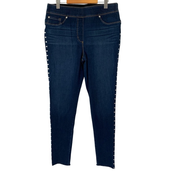 Nygard Slims Jeans Womens Large Blue Stretch High Rise Pull On Elastic Waist - Picture 1 of 7